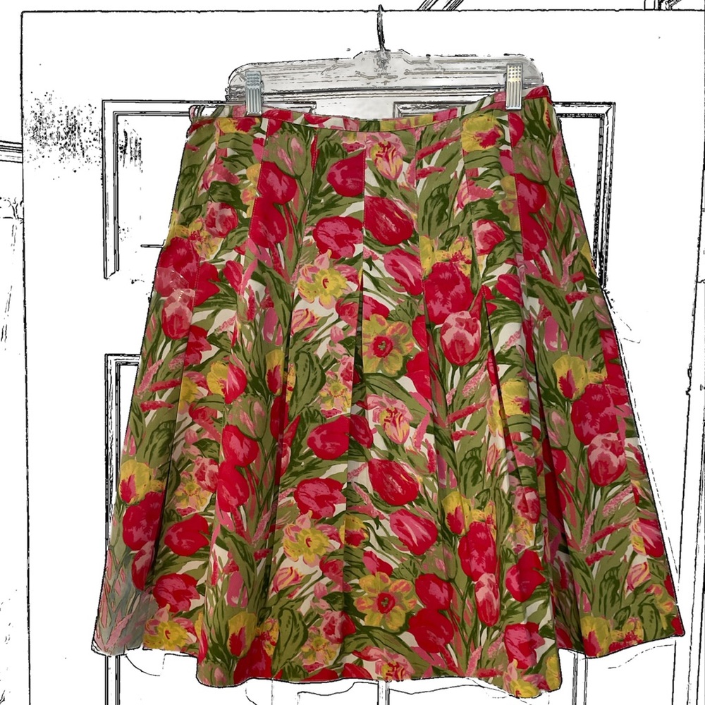 Colorful flowered Talbots Skirt